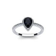 thumbnail image 1 of SuperJeweler 1 Carat Pear Shape Created Sapphire and Halo Diamond Ring In Sterling Silver For Women, 1 of 6