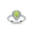 thumbnail image 1 of SuperJeweler 1 Carat Pear Shape Peridot and Double Halo Diamond Ring In Sterling Silver For Women, 1 of 6
