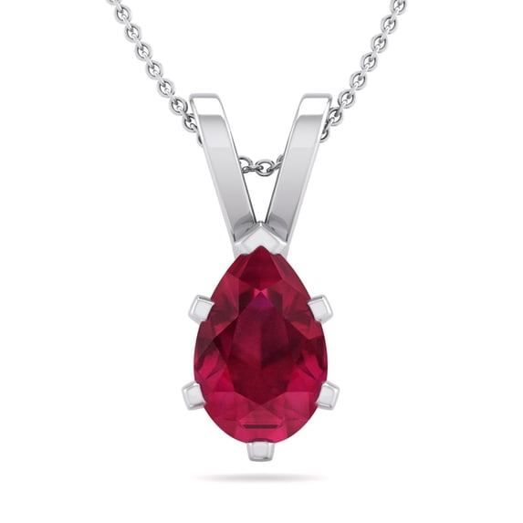 SuperJeweler 1 Carat Pear Shape Ruby Necklace In Sterling Silver, 18 Inches For Women