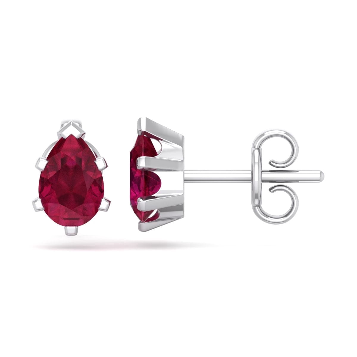 SuperJeweler 1 Carat Pear Shape Ruby Stud Earrings In Sterling Silver For Women