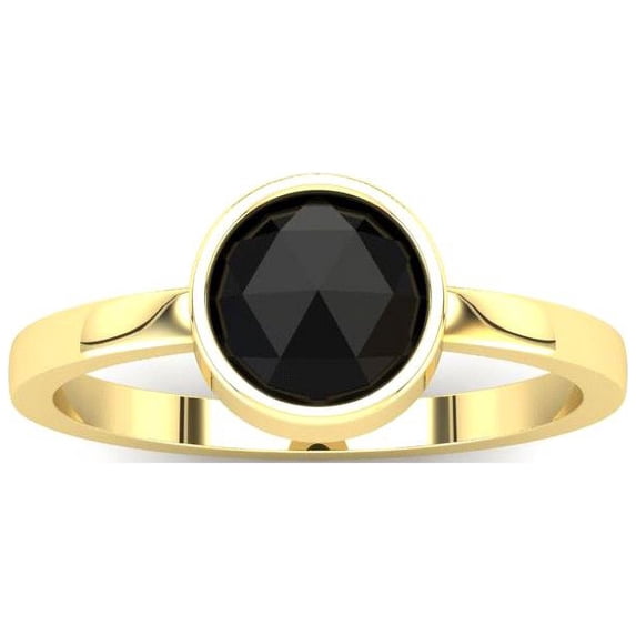 SuperJeweler 1 Carat Rose Cut Black Diamond Solitaire Engagement Ring In 14 Karat Yellow Gold For Women