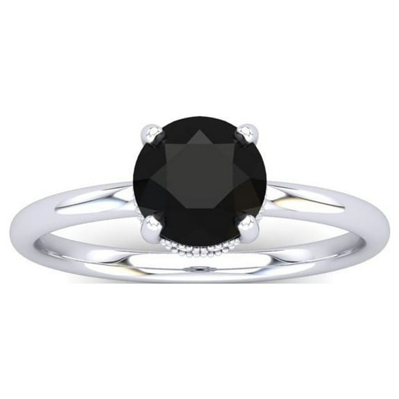 SuperJeweler 1 Carat Rose Cut Black and White Diamond Ring In 14 Karat White Gold For Women