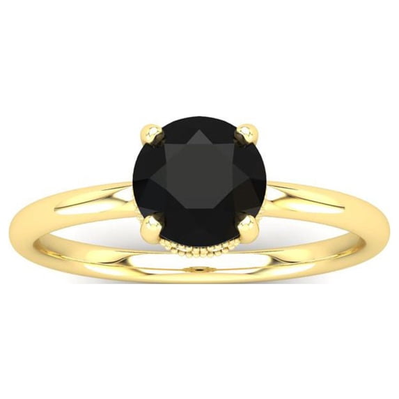 SuperJeweler 1 Carat Rose Cut Black and White Diamond Ring In 14 Karat Yellow Gold For Women