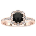 thumbnail image 1 of SuperJeweler 1 Carat Rose Cut Cushion Cut Black and White Diamond Halo Ring In 14 Karat Rose Gold For Women, 1 of 6