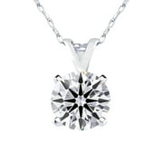 SUPERJEWELER 1 Carat Lab Grown Diamond Pendant Necklace in 14K White Gold for Women