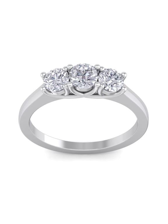1 Carat Three Diamond Ring In Solid White Gold For Women
