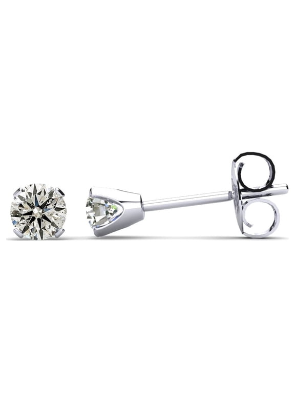 10 Point Diamond Stud Earrings in 14 Karat White Gold Filled, Stylish Diamond Earrings for Women