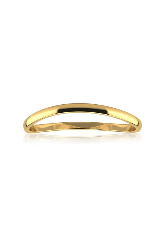 10K Yellow Gold 1.5MM Comfort Fit Curved Wave Thumb Ring For Women and Men