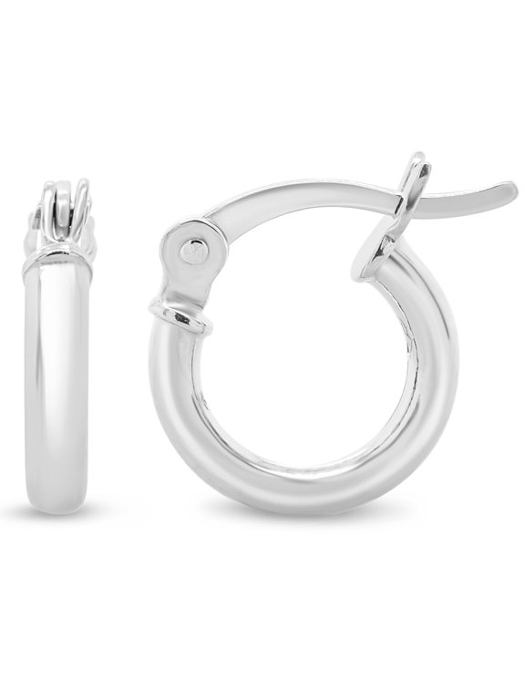 10MM Classic Hoop Earrings in Sterling Silver for Women
