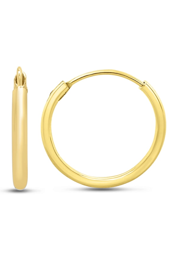 10MM Endless Hoop Earrings in 14 Karat Yellow Gold Over Sterling Silver for Women