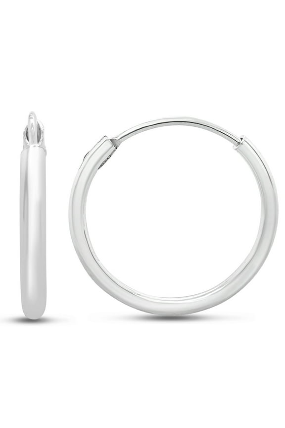 10MM Endless Hoop Earrings in Sterling Silver for Women