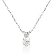 SuperJeweler 14 Karat White Gold 1/6 Carat Diamond Solitaire Necklace, 18 Inches For Women