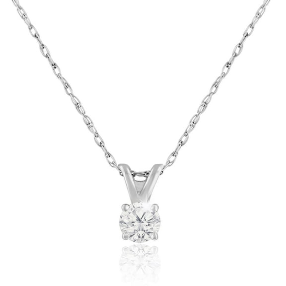 SuperJeweler 14 Karat White Gold 1/6 Carat Diamond Solitaire Necklace for Women, 18 Inches, Diamond Necklace for Women