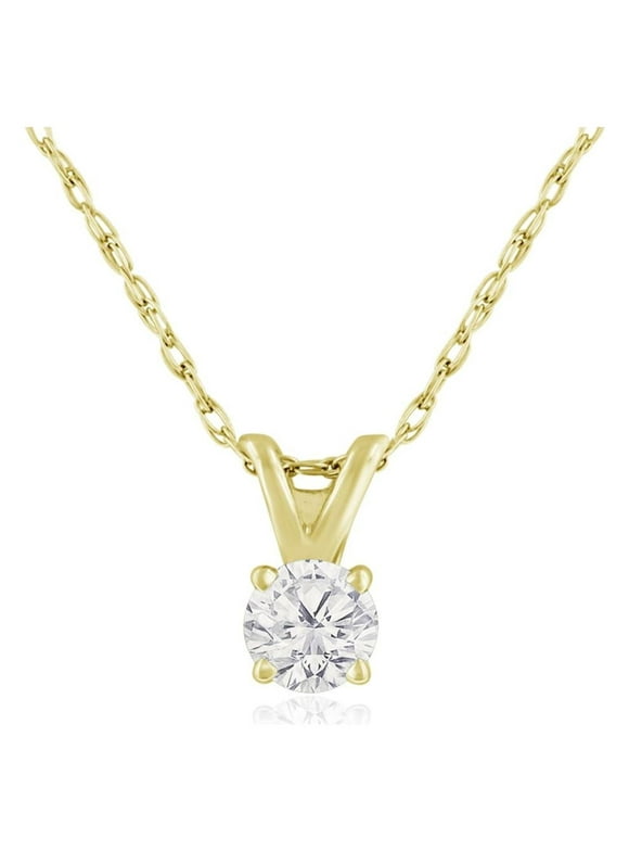 SuperJeweler 14 Karat Yellow Gold 1/6 Carat Diamond Solitaire Necklace, 18 Inches For Women