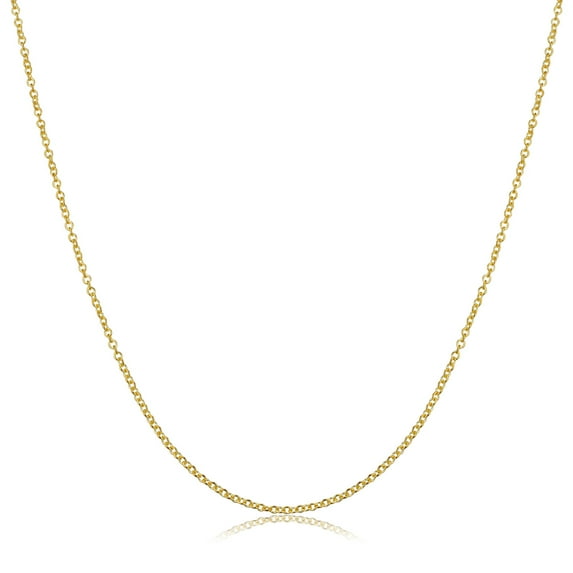 SuperJeweler 14 Karat Yellow Gold 1mm Cable Chain Necklace, 18 inches for Women and Men
