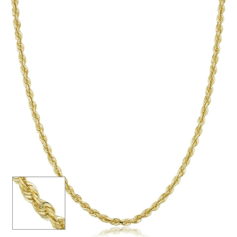 SuperJeweler 14 Karat Yellow Gold 3.3mm Hollow Rope Chain 20