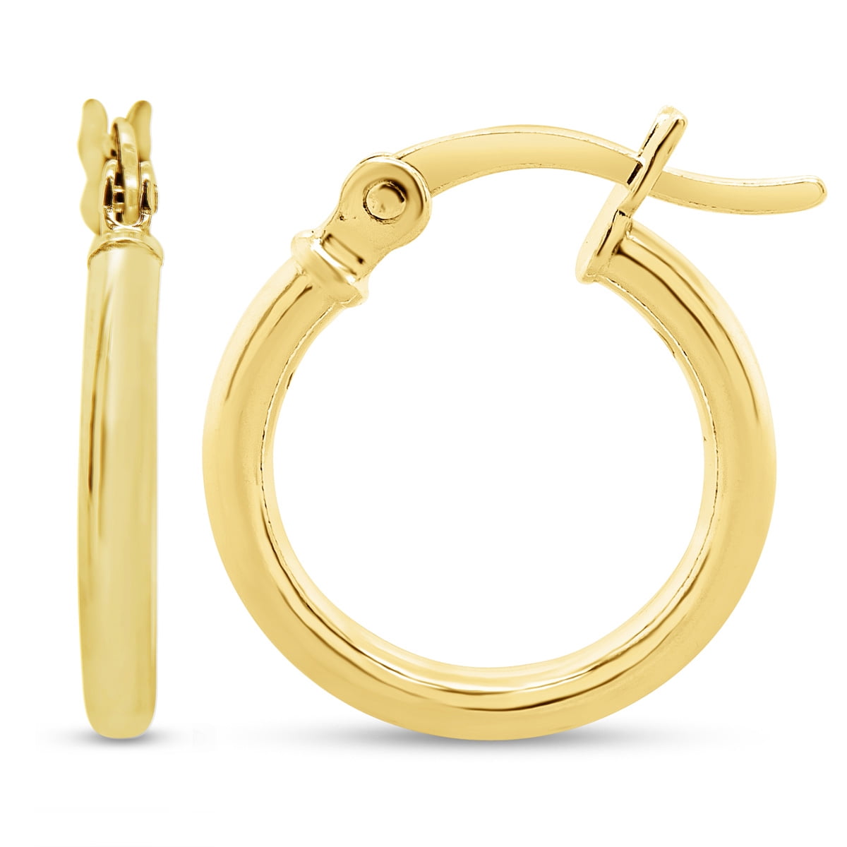 SuperJeweler 14MM Classic Hoop Earrings in 14 Karat Yellow Gold Over Sterling Silver for Women