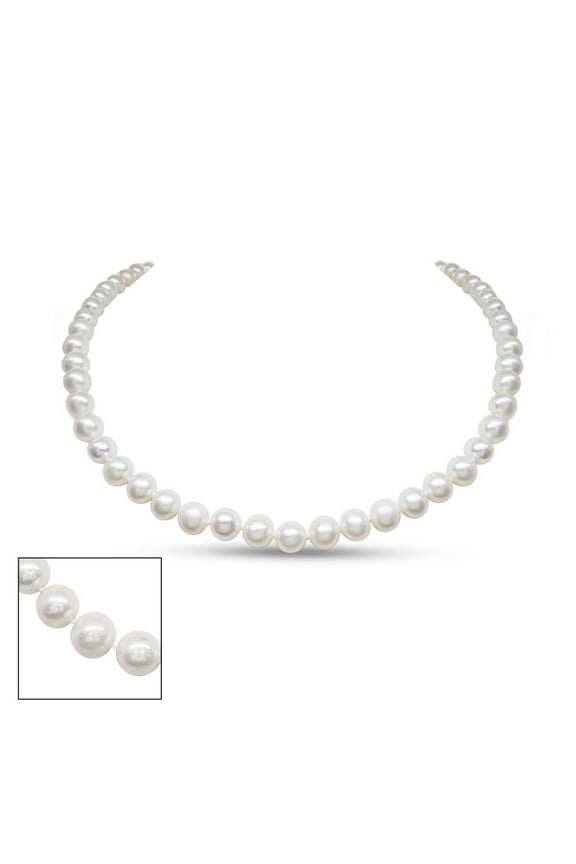 16 inch 7mm AA Pearl Necklace With 14K Yellow Gold Clasp For Women