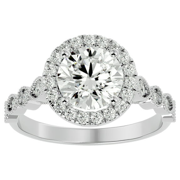 SuperJeweler 2 1/2 Carat Halo Diamond Engagement Ring in 14 Karat White Gold for Women