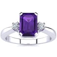 thumbnail image 1 of SuperJeweler 2 1/2 Carat Octagon Shape Amethyst and Diamond Ring In Sterling Silver For Women, 1 of 6