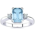 thumbnail image 1 of SuperJeweler 2 1/2 Carat Octagon Shape Aquamarine and Diamond Ring In Sterling Silver For Women, 1 of 6