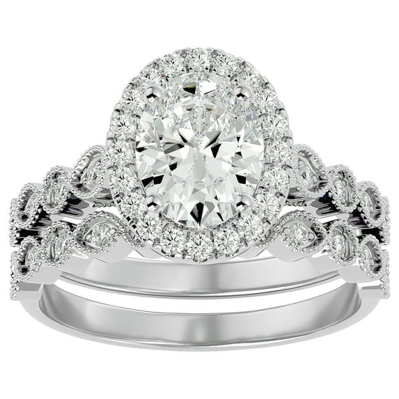 SuperJeweler 2 1/2 Carat Oval Shape Diamond Bridal Set In 14 Karat White Gold For Women