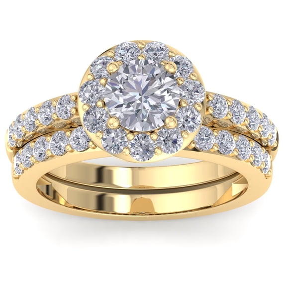 SuperJeweler 2 1/4 Carat Round Shape Lab Grown Diamond Bridal Set In 14K Yellow Gold For Women