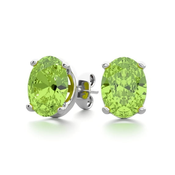 SuperJeweler 2 3/4 Carat Oval Shape Peridot Stud Earrings In Sterling Silver For Women