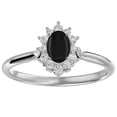 thumbnail image 1 of SuperJeweler 2/3 Carat Oval Shape Black Onyx and Halo Diamond Ring In Sterling Silver For Women, 1 of 6