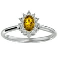 thumbnail image 1 of SuperJeweler 2/3 Carat Oval Shape Citrine and Halo Diamond Ring In Sterling Silver For Women, 1 of 6