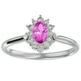 thumbnail image 1 of SuperJeweler 2/3 Carat Oval Shape Created Pink Sapphire and Halo Diamond Ring In Sterling Silver For Women, 1 of 6