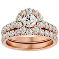 thumbnail image 1 of SuperJeweler 2 Carat Halo Moissanite Bridal Set In 14 Karat Rose Gold For Women, 1 of 6