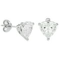 thumbnail image 1 of SuperJeweler 2 Carat Heart Shape Moissanite Stud Earrings in 14 Karat White Gold for Women, 1 of 6