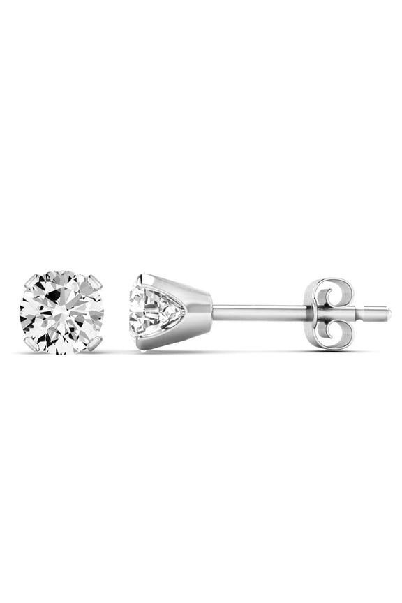 2 Carat Moissanite Screw Back Stud Earrings In White Gold For Women