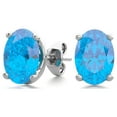 thumbnail image 1 of SuperJeweler 2 Carat Oval Shape Blue Topaz Stud Earrings In Sterling Silver For Women, 1 of 5