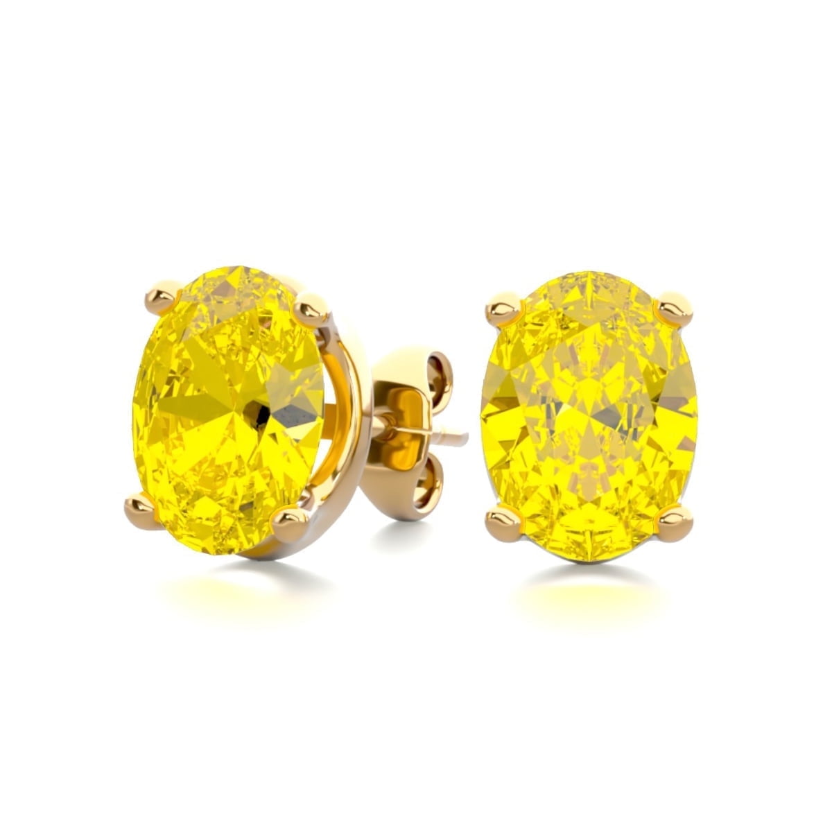 SuperJeweler 2 Carat Oval Shape Citrine Stud Earrings In 14K Yellow Gold Over Sterling Silver For Women