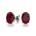thumbnail image 1 of SuperJeweler 2 Carat Oval Shape Garnet Stud Earrings In Sterling Silver For Women, 1 of 5