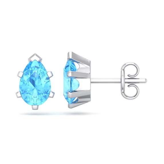 SuperJeweler 2 Carat Pear Shape Blue Topaz Stud Earrings In Sterling Silver For Women