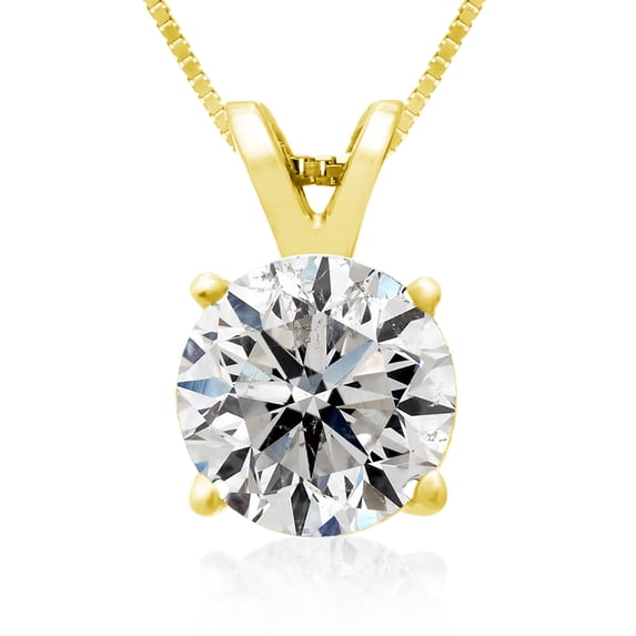 SuperJeweler 2 Carat Round Brilliant Moissanite Necklace in 14 Karat Yellow Gold