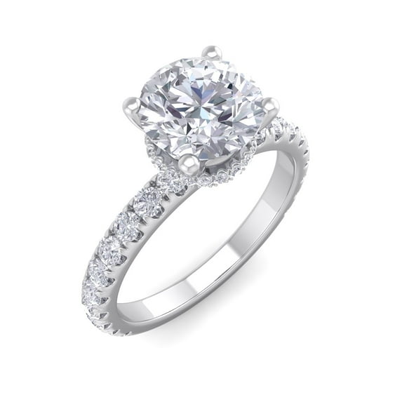 SuperJeweler 2 Carat Round Shape Hidden Halo Diamond Engagement Ring In 14 Karat White Gold For Women