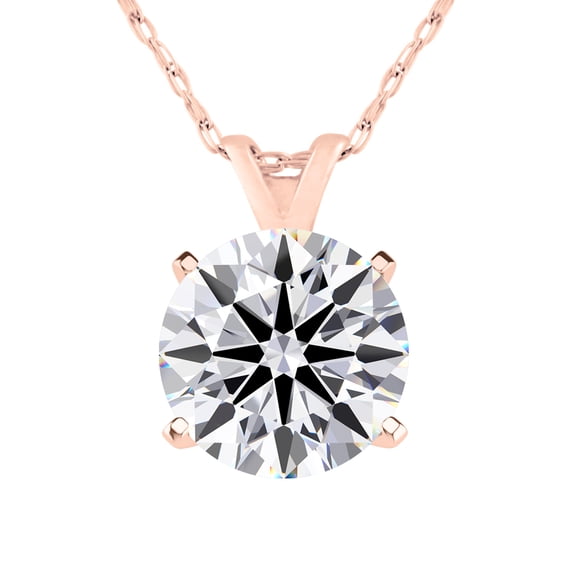 SuperJeweler 2 Carat Round Shape Lab Grown Diamond Solitaire Necklace In 14K Rose Gold For Women