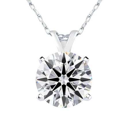 SuperJeweler 2 Carat Round Shape Lab Grown Diamond Solitaire Necklace In 14K White Gold For Women