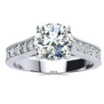 thumbnail image 1 of SuperJeweler 2 Carat Round Shape Moissanite Engagement Ring In 14 Karat White Gold For Women, 1 of 5