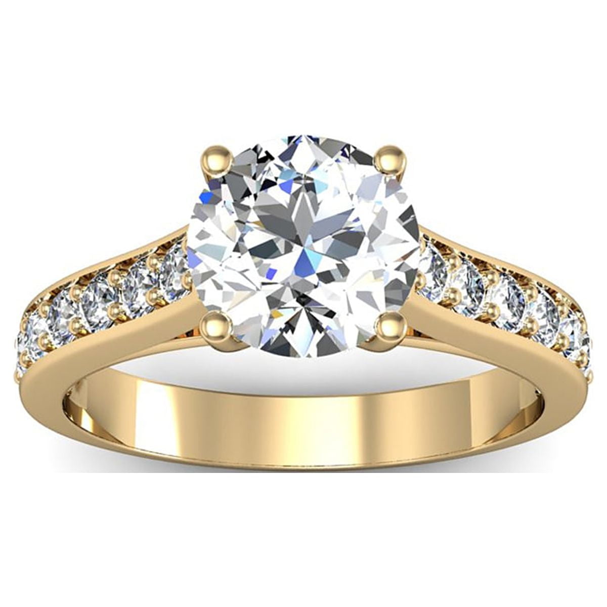 SuperJeweler 2 Carat Round Shape Moissanite Engagement Ring In 14 Karat Yellow Gold For Women