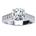 thumbnail image 1 of SuperJeweler 2 Carat Round Shape Moissanite Engagement Ring in 14 Karat White Gold for Women, 1 of 5
