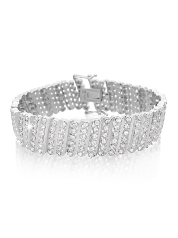2 Carat Six Row Diamond Bracelet With Platinum Overlay For Women