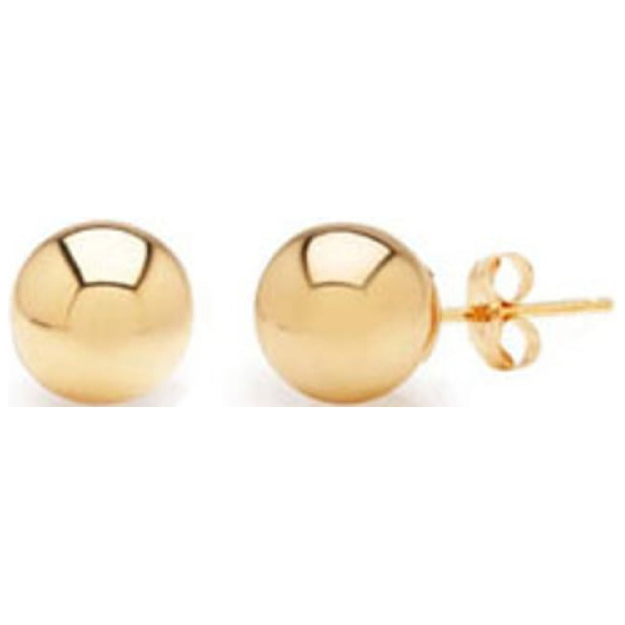 SuperJeweler 24K Yellow Gold Vermeil Polish Finished 3mm Ball Stud Earrings With Friction Backs