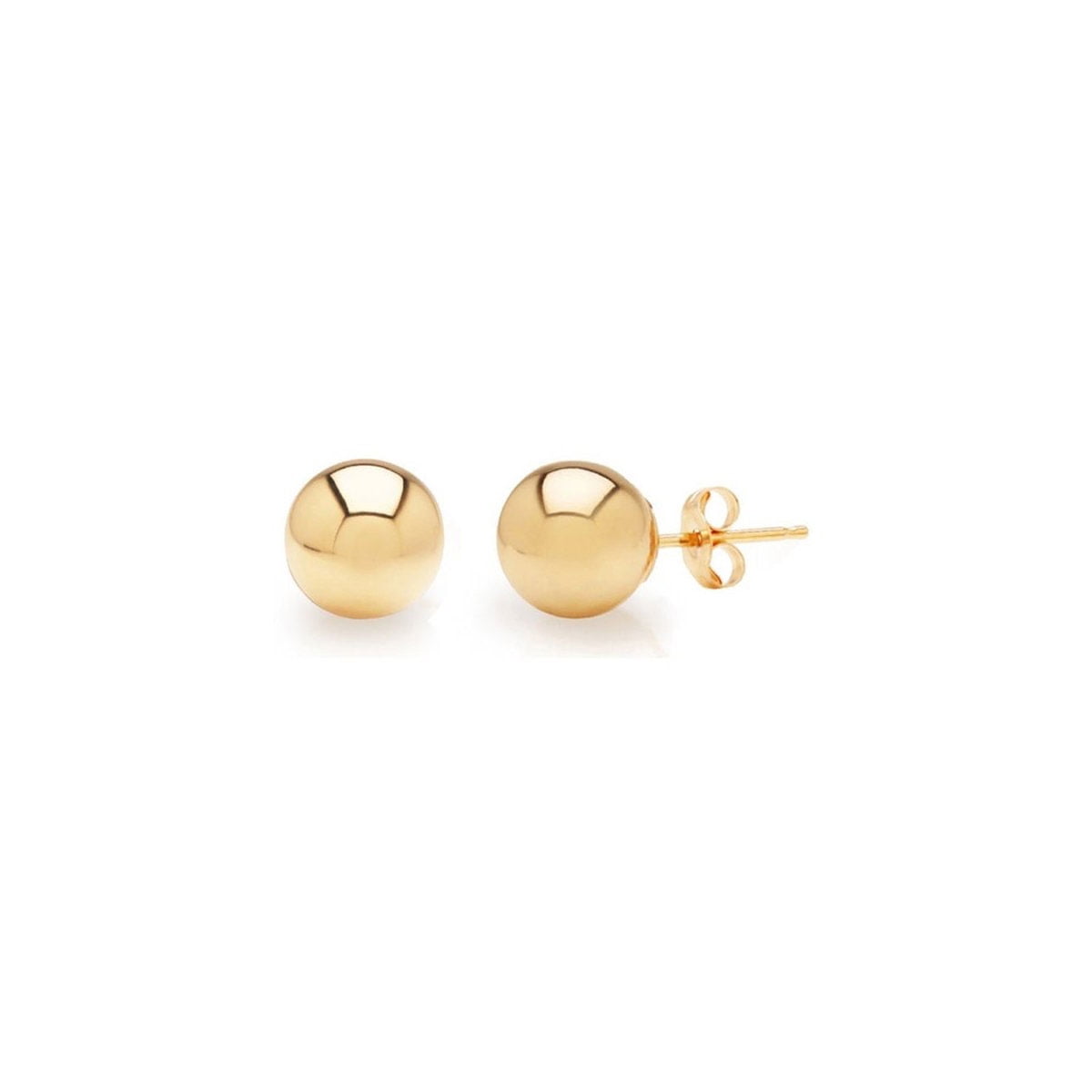 SuperJeweler 24K Yellow Gold Vermeil Polish Finished 8mm Ball Stud Earrings With Friction Backs for Women