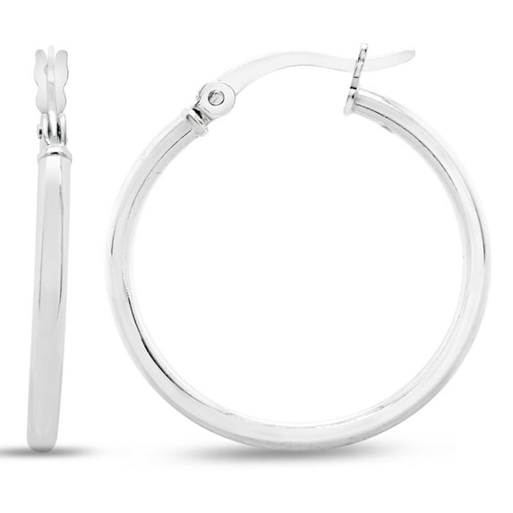 SuperJeweler 25MM Classic Hoop Earrings in Sterling Silver for Women