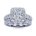 thumbnail image 1 of SuperJeweler 3 1/2 Carat Princess Shape Halo Diamond Bridal Set in 14 Karat White Gold For Women, 1 of 7